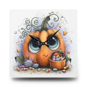 Halloween Pumpkin Wall Clock Acrylic Round or Square Décor High-End Durable - Picture 1 of 9
