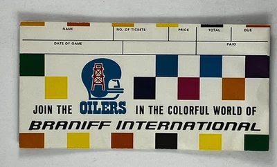 Houston Oilers Will Call Ticket Envelope Braniff Airlines Unmarked Nice Shape 70 - Image 1 of 3
