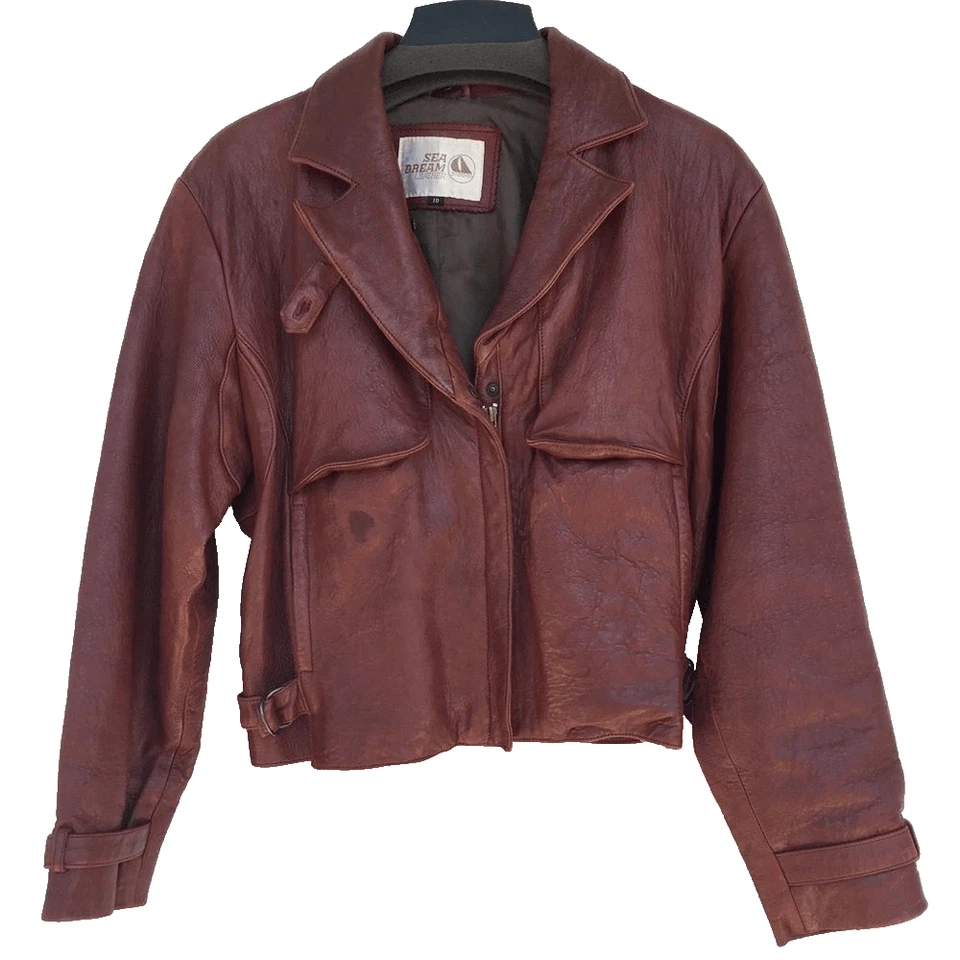 Chaqueta Bomber Sea Dream de Cuero Marrón para Mujer Talla 10 | Forrada en Cuero Genuino Foto 1 de 4