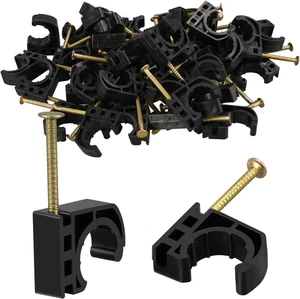 Paquete de 50 medias abrazaderas gancho en J de 1/2" con juego de clavos, abrazaderas en J para PEX, cobre, CPVC T - Imagen 1 de 12