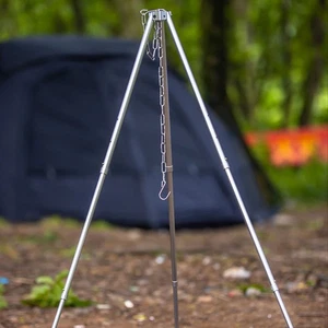 Camping Tripod with Adjustable Height and Chain for For cooking Outdoors - Picture 1 of 6