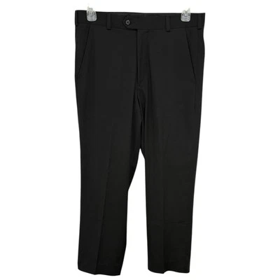 Pantalones de vestir George negros delanteros planos para hombre talla 32x32 Foto 1 de 4