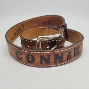 Cinturón de Cuero Connie 32 Tooled Western Vaquera Marrón De Colección - Imagen 1 de 16