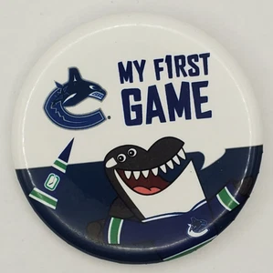 NHL Hockey Vancouver Canuks My First Game Pinback Button w Fin No Name Version - Picture 1 of 3