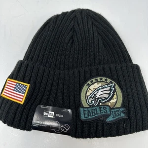 NWT New Era NFL Salute To Service Black Team Sport Beanie Knit No Pom Youth - Picture 1 of 4