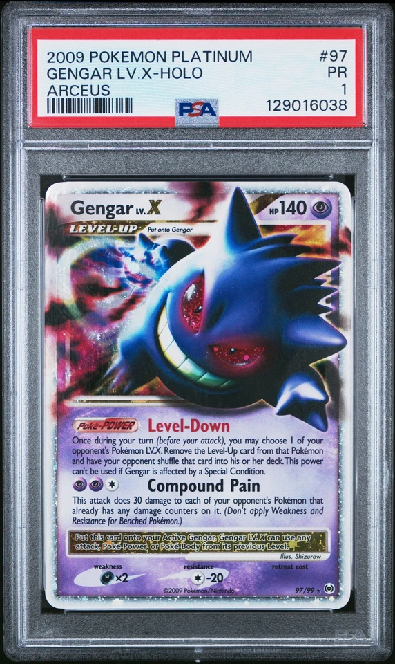 PSA 1 Gengar LV. X 97/99 Platinum Arceus Ultra Rare Pokemon Card - Image 1 of 2
