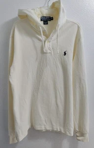 POLO RALPH LAUREN L/S SHIRT WHITE 100% COTTON PULLOVER HOODIE PONY (M) - Picture 1 of 4