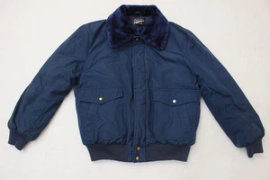 De Colección Gap Hombres Talla L Azul Manga Larga Imitación Piel Acolchada Sin Capucha Cremallera Chaqueta Bomber - Imagen 1 de 23