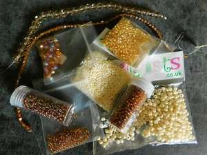Gold, cream, topaz seed toho faceted glass bead mix crafts / jewellery making - Picture 1 of 4
