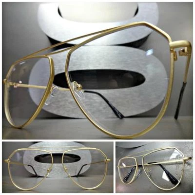 Мужчины или женщины классический современный ретро стиль прозрачные линзы очки матовая золотая оправа - Изображение 1 из 4