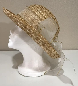 Vintage Damen Strohhut mit Schleife Größe 7 - Bild 1 von 5