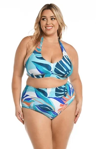 La Blanca Damen Größe 20 Küstenpalmen gebändert Neckholder Oberteil Badeanzug Bikini Oberteil - Bild 1 von 6
