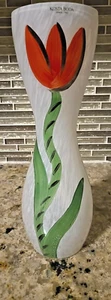SELTENE rote Tulpe Kosta Boda Milchglas Vase 10" WUNDERSCHÖNES Kunst Sammlerstück  - Bild 1 von 7