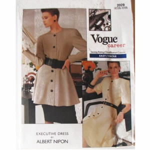 Vestido Albert Nipon Vogue 2029 Talla 6-8-10 Falda Túnica Patrón Fácil de Coser Sin Cortar - Imagen 1 de 5