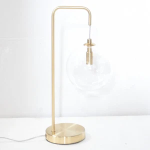 Litecraft Lampada da Tavolo con Paralume a Sfera in Vetro Trasparente da Appendere - Ottone Satinato Sgombero - Foto 1 di 1