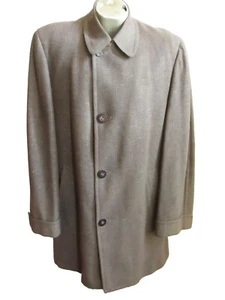 Vintage Men's Trench Overcoat 38 Long 1950's Atomic Wool Fleck MCM Jordan Marsh - Picture 1 of 15
