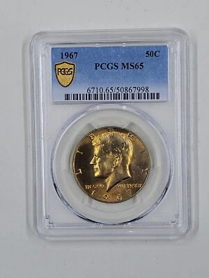 1967 50C PCGS MS65 Gold Toned Kennedy Half Dollar - Image 1 of 4