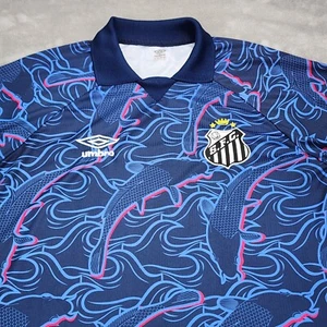 Santos FC Brazil Umbro Jersey Large Blue 2023/2024 Third Football Soccer Shirt - Picture 1 of 11