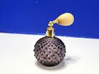 Bouteille de parfum vintage en verre violet point diamant avec atomiseur