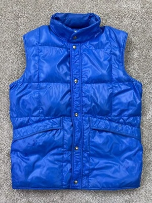 Swan Down Puffer Vest Men Extra Large Blue 70s 80s Ski Jacket VINTAGE - Image 1 of 4