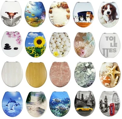 COPRIWATER UNIVERSALE CON STAMPA LEGNO MDF RESISTENTE CERNIERE ACCIAIO WC BAGNO - Immagine 1 di 4