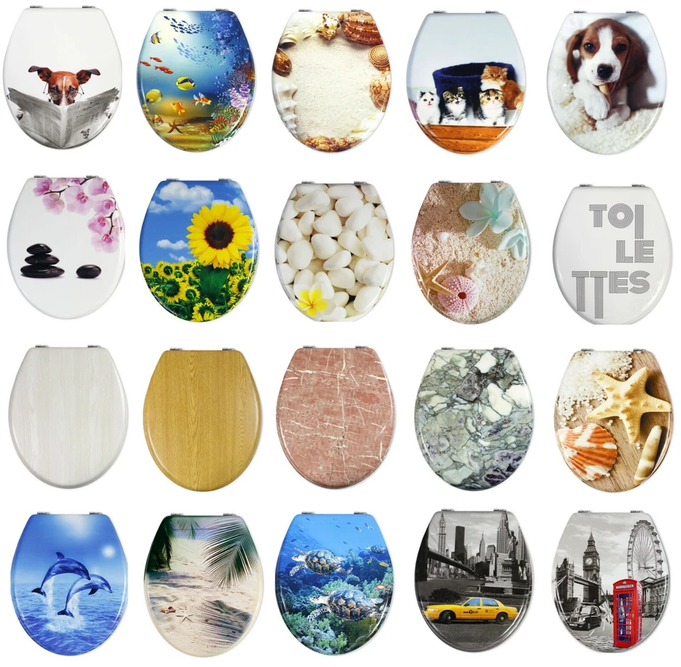 COPRIWATER UNIVERSALE CON STAMPA LEGNO MDF RESISTENTE CERNIERE ACCIAIO WC BAGNO - Immagine 1 di 4