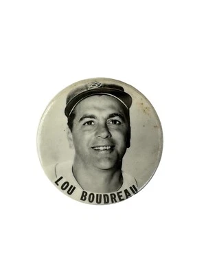 Vintage 1952 LOU BOUDREAU Baseball Celluloid B&W MLB PIN 1 5/8" Boston Red Sox⚾ - Image 1 of 2