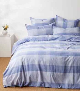 *SUPER KING BED* HUDSON grid check Linen/Cotton Quilt Cover Set Target New - Picture 1 of 3