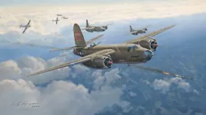 Original Luftfahrtkunst: B-26 Marauder Zweiter Weltkrieg Bomber Original Ölgemälde - Bild 1 von 3