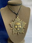 Peruvian Andean Inca Sun Goddess God Pendant Mask Medallion Tribal Necklace