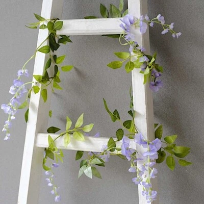 2 Silk 6 ft Artificial Wisteria Flowers Garland Hanging Vines Party Decorations - Image 1 of 2