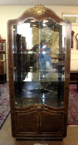 Mastercraft Burled Wood Hollywood Regency Style Display Curio Cabinet - Picture 1 of 12