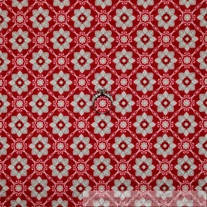 BonEful Fabric FQ Cotton Quilt Maroon Red White Flower Winter Snowflake Damask S - Picture 1 of 12
