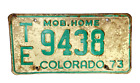 1973 Colorado Mobile Home License Plate Tag Rustic Glamper Vintage White Green