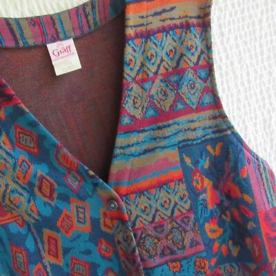 Cárdigan Abstracto Colorido Suéter Chaleco XL Grannycore De Colección Graff Arte para Usar Foto 1 de 4