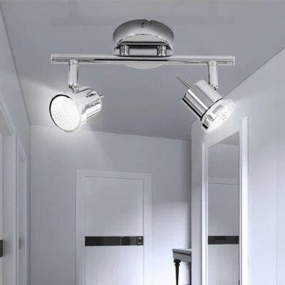 Lampada Da Soffitto Spot LED Lampada Da Soggiorno Argento Spot Regolabile - Immagine 1 di 2