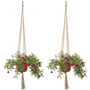 2 Handmade Flower Pot Hanging Baskets Macrame Plant Hanger Flowerpot Holder Net - Picture 1 of 8