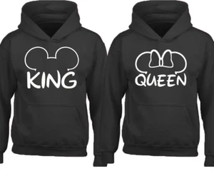 Paar Hoodie König Königin Maus Ohren HOODIE Paar Sweatshirt Cartoon King Queen  - Bild 1 von 2