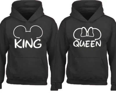 Couple Hoodie King Queen Mouse Ears HOODIE Couple Sweatshirt Cartoon King Queen  - Image 1 of 2