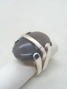 ANELLO in ARGENTO 925 con AGATA GRIGIA naturale - pietra dura - - Imagen 1 de 11