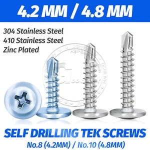 Wafer Head Screws Self Drilling Tek Screw Thin Sheet Zinc Plated/Stainless Steel - Picture 1 of 62