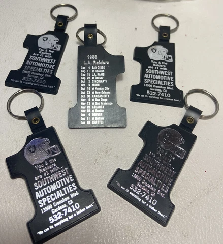 VTG 1988 LA Los Angeles Raiders Keychain LOT x5 Advertising promo Autoshop #1 Cover