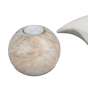 Teelichthalter MARMOR in Kugelform H. 9cm creme braun Keramik Formano - Bild 1 von 2