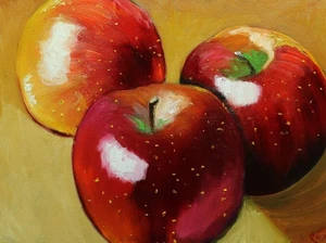 Apples #25 - 18x24" original oil painting by Roz - Picture 1 of 1