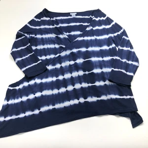 Soft Surroundings 1X Open Front Cardigan Asymmetrical Sweater Tie Dye Blue - Picture 1 of 13