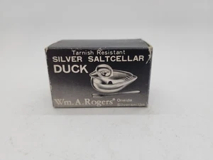 Vintage Wm.A.Rogers ARGENTO SALINA Anatra con cucchiaio nuovo con scatola - Foto 1 di 3