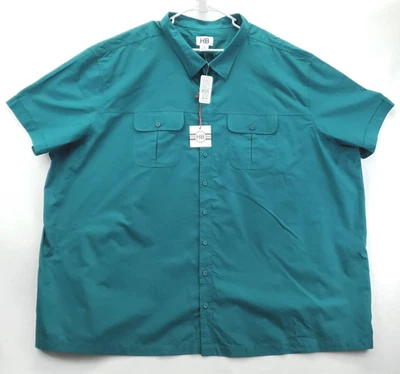 NEW Harbor Bay Shirt Men 6XL Green Short Sleeve Button Down Easy-Care Big & Tall - Image 1 of 4