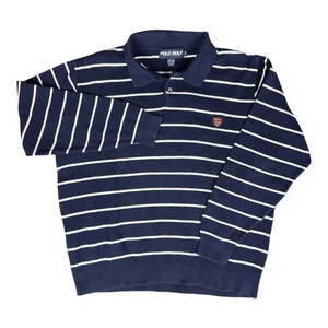 Polo Golf Ralph Lauren Rugby Shirt Long Sleeve Striped Crest Men’s L USA Navy - Picture 1 of 9