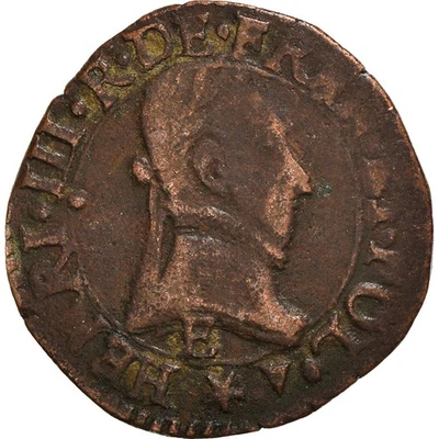 [#973093] Coin, France, Henri III, Double Tournois, 1585, Tours, VF, Cop, per - Image 1 of 2