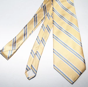 NWT Brooks Brothers 346 Silk Tie Yellow Blue Stripe 3.875" Preppy Ivy Style - Picture 1 of 4
